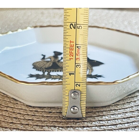 Fürstenberg Germany Silhouette Plate Courting Couple 4.75" Octagon Gold Trim VTG - Picture 9 of 9